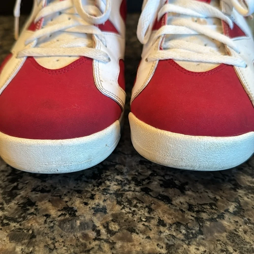 Air Jordan retro 6 Carmine Red and White Sneakers EUC 10.5